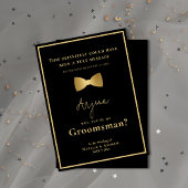 Minimalistische Zwart & Goud Tuxedo Funny Groomsma Kaart