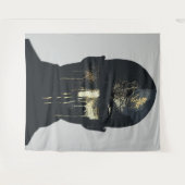 Minimalistische zwart-gouden Abstracte portretkuns Wandkleed (Voorkant (horizontaal))