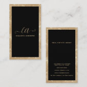 Minimalistische zwart gouden glitter sequins grens visitekaartje (Voorkant / Achterkant)