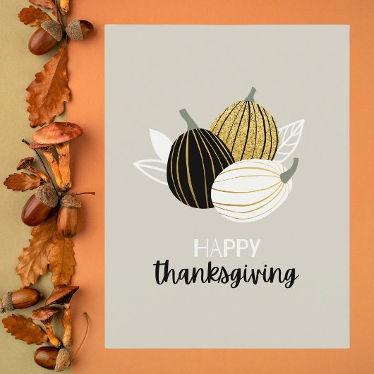 Minimalistische zwart-gouden Thanksgiving Briefkaart