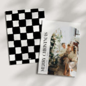 Minimalistische Zwart & Ivoor Kerstmis Familie Fot Feestdagenkaart