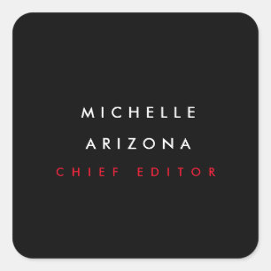 Minimalistische Zwart Rood Professionele Moderne N Vierkante Sticker