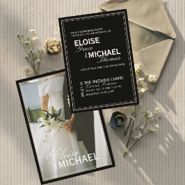 Minimalistische Zwart-Troebel Formal Foto Huwelijk Kaart
