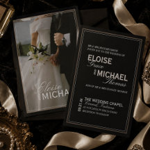 Minimalistische Zwart-Troebel Formal Foto Huwelijk