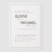 Minimalistische Zwart-Trouser Formele Trouwdag Vellum Uitnodigingen (Voorkant)