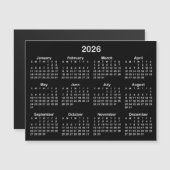 Minimalistische zwart-wit 2026 magnetische kalende (Voorkant / Achterkant)