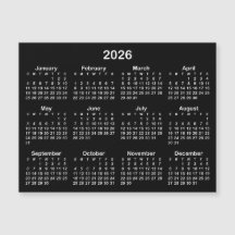Minimalistische zwart-wit 2026 magnetische kalende