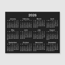 Minimalistische zwart-wit 2026 magnetische kalende