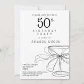 Minimalistische zwart-wit 50ste verjaardagskaart kaart (Voorkant)