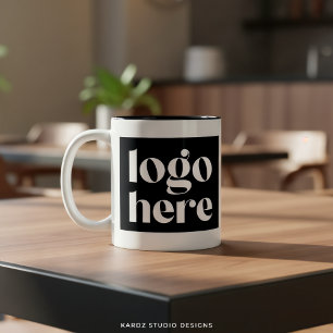 Minimalistische Zwart Wit Aangepaste Logo Promotio Tweekleurige Koffiemok