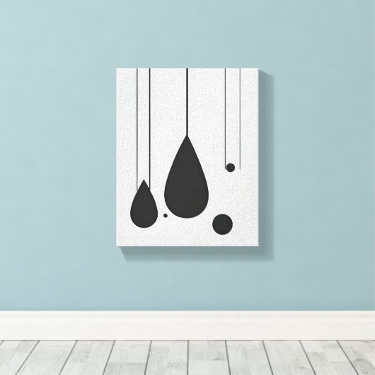 Minimalistische zwart-wit Abstracte kunst Canvas Afdruk (Insitu (Houten vloer))