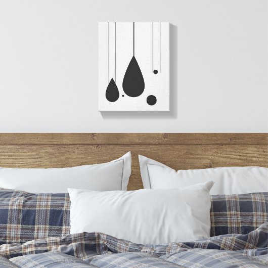Minimalistische zwart-wit Abstracte kunst Canvas Afdruk (Insitu (Slaapkamer))