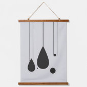 Minimalistische zwart-wit Abstracte muurkunst Hangend Wandkleed (Voorkant)