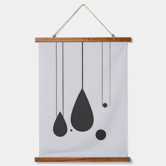 Minimalistische zwart-wit Abstracte muurkunst Hangend Wandkleed (Voorkant)