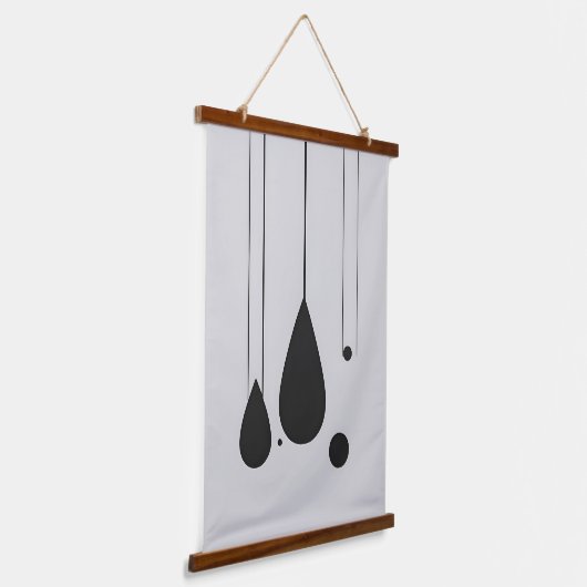 Minimalistische zwart-wit Abstracte muurkunst Hangend Wandkleed (Gebogen)