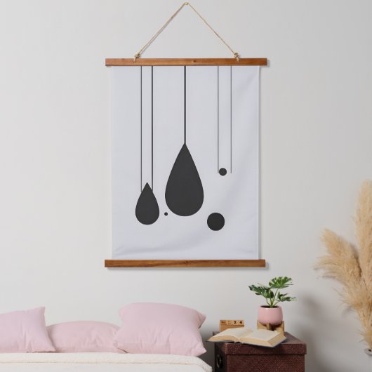 Minimalistische zwart-wit Abstracte muurkunst Hangend Wandkleed (Slaapkamer)