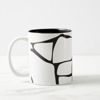 Minimalistische zwart-wit abstracte stenenpatroon tweekleurige koffiemok