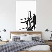 Minimalistische Zwart wit abstracte verticale muur Canvas Afdruk (Insitu (Slaapkamer))