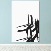 Minimalistische Zwart wit abstracte verticale muur Canvas Afdruk (Insitu (Houten vloer))