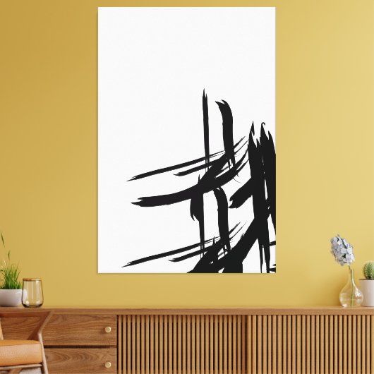 Minimalistische Zwart wit abstracte verticale muur Canvas Afdruk (Insitu (Woonkamer))