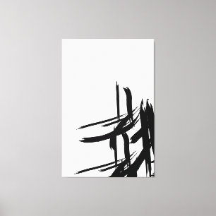 Minimalistische Zwart wit abstracte verticale muur Canvas Afdruk