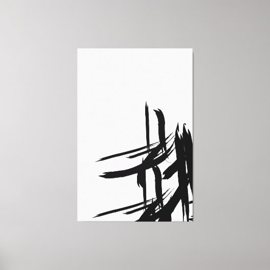 Minimalistische Zwart wit abstracte verticale muur Canvas Afdruk (Voorkant)