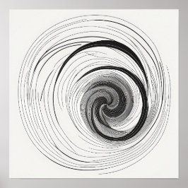 Minimalistische zwart-wit Abstracte vortex Poster