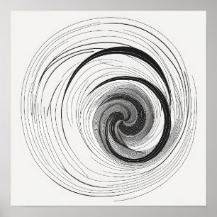 Minimalistische zwart-wit Abstracte vortex Poster