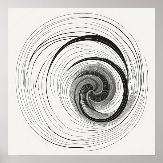 Minimalistische zwart-wit Abstracte vortex Poster (Voorkant)