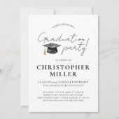 Minimalistische zwart-wit afstudeerfeest kaart (Voorkant)