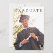 Minimalistische zwart-wit afstudeerfeest kaart (Achterkant)