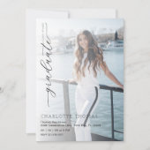 Minimalistische zwart-wit afstudeerfeest kaart (Voorkant)