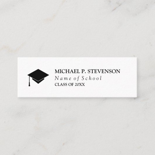 Minimalistische zwart-wit Afstuderen netwerken Contactkaartje (Voorkant)