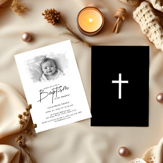 Minimalistische zwart-wit Baby-fotodoop Kaart