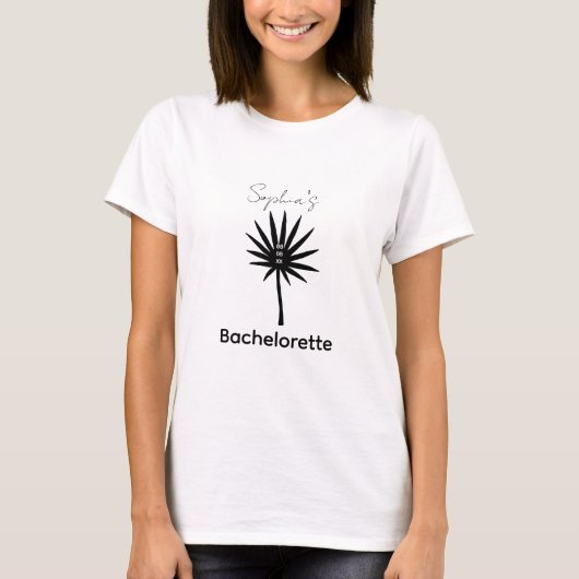 Minimalistische Zwart-Wit Bachelorette Bruidsmeisj T-shirt (Voorkant)