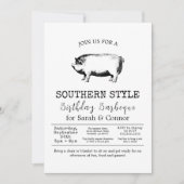 Minimalistische zwart-wit BBQ-varkensroosterfeest Kaart (Voorkant)