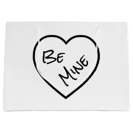 Minimalistische zwart-wit Be Mine gepersonaliseerd Groot Cadeauzakje