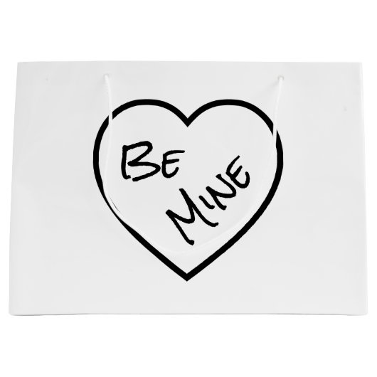 Minimalistische zwart-wit Be Mine gepersonaliseerd Groot Cadeauzakje (Voorkant)