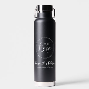 Minimalistische zwart-wit bedrijfslogo promo waterfles