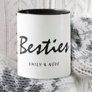 Minimalistische zwart-wit Bestie Script Vrienden Mok