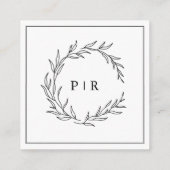 Minimalistische zwart-wit blad bruiloft details informatiekaartje (Achterkant)