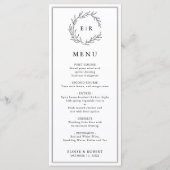 Minimalistische zwart-wit blad moderne bruiloft menu (Voorkant)