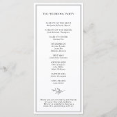 Minimalistische zwart-wit blad moderne bruiloft programmakaart (Achterkant)