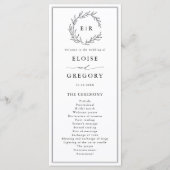 Minimalistische zwart-wit blad moderne bruiloft programmakaart (Voorkant)