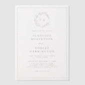 Minimalistische zwart-wit blad moderne bruiloft vellum uitnodigingen (Voorkant)