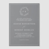 Minimalistische zwart-wit blad moderne bruiloft vellum uitnodigingen (Voorkant)