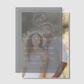 Minimalistische zwart-wit blad moderne bruiloft vellum uitnodigingen (Offset (Koppel))