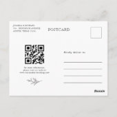Minimalistische Zwart-Wit Blad Moderne Wedding Pos Briefkaart (Achterkant)
