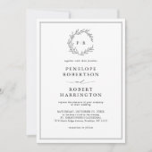 Minimalistische Zwart-Wit Blad QR Code Wedding Kaart (Voorkant)