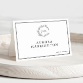 Minimalistische Zwart-Wit Blad Wedding Place kaart